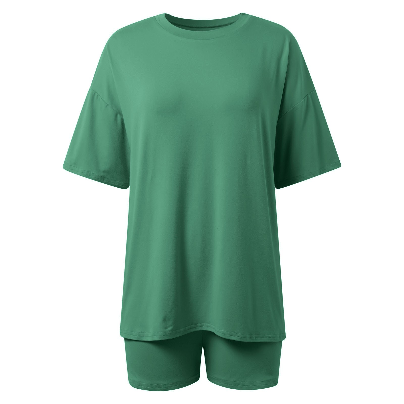 thumbnail image 4 of Conjunto deportivo para mujer: camiseta de cuello redondo y pantalones cortos deportivos. Poliéster transpirable. Lavable a máquina. Primavera/verano. XS-XXXXL., 4 of 7